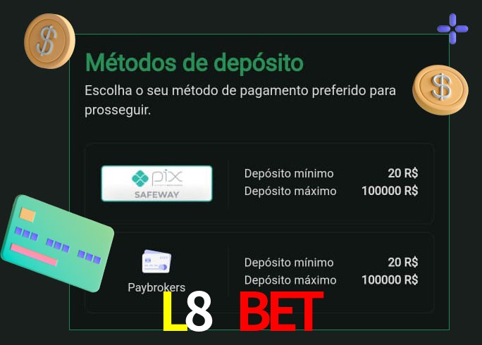 O cassino L8 Bet oferece uma grande variedade de métodos de pagamento